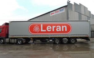 Тент для грузового автомобиля с нанесением рекламы "Leran"